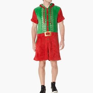 Blizzard Bay Elf Ugly Sweater Hooded Romper Onesie Size M